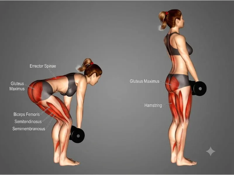 Dumbbell Romanian deadlift – Gập hông với tạ đơn